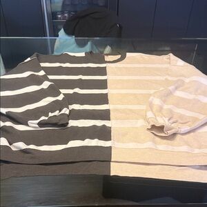 Free People Sweatshiirt in Black and Cream Stripes